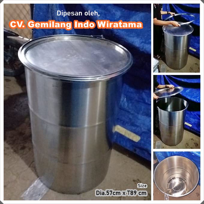 Drum stainless food grade + Tutup